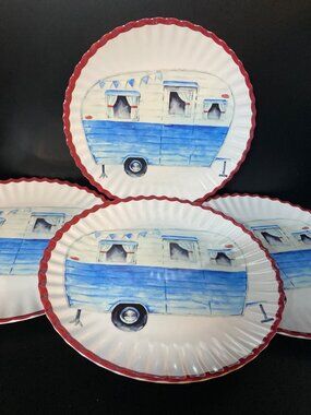 Tommy Bahama Melamine 11” Plates SET of 4 Camping Trailer RV Vacation Retirement